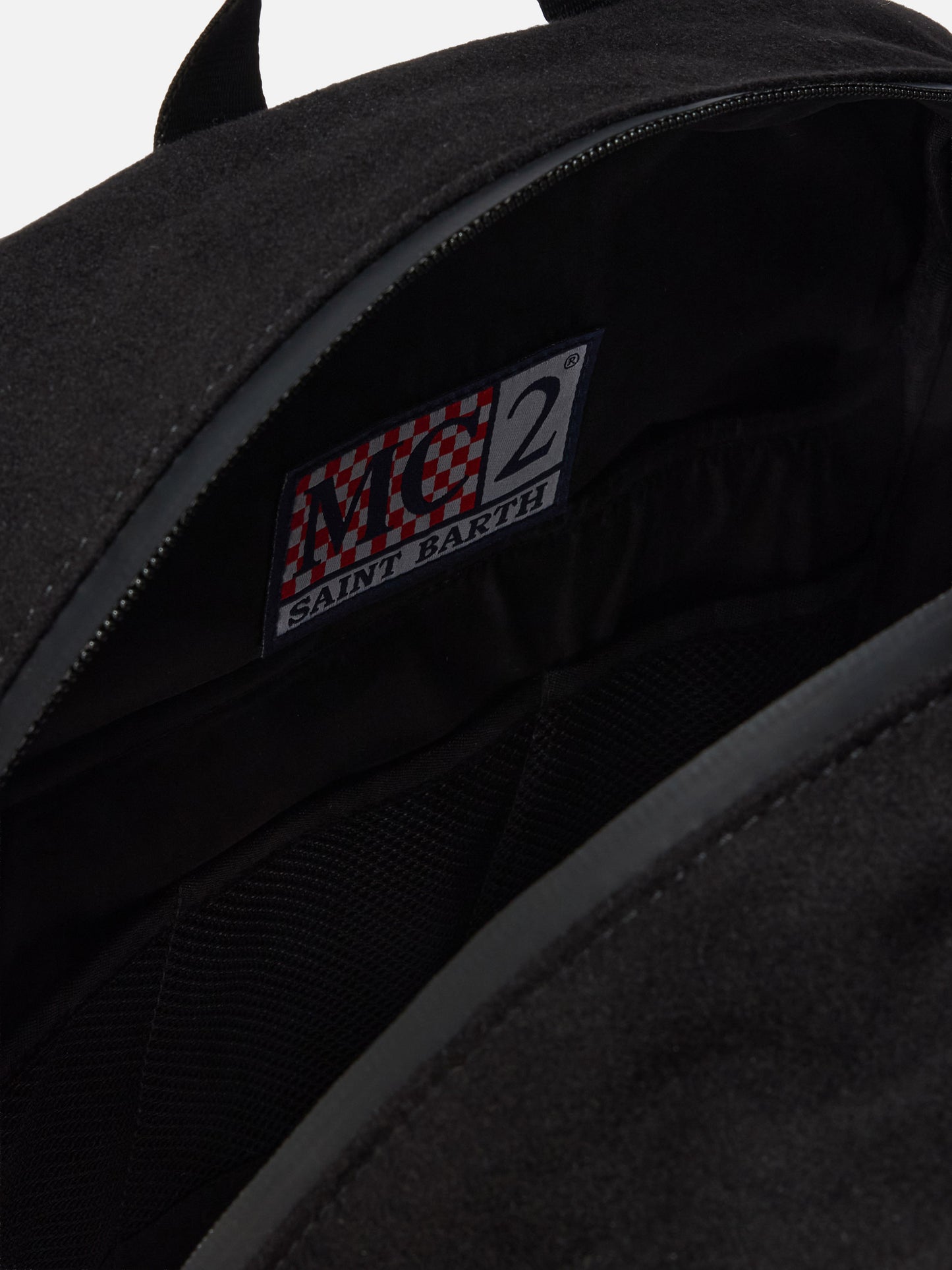 Wallin Filzrucksack aus schwarzem Wollmischgewebe mit Lederdetails