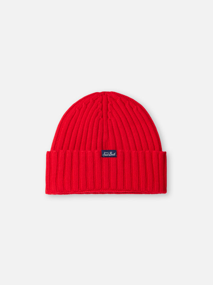 Man red ribbed hat Wengen with Cortina embroidery - MC2 Saint Barth
