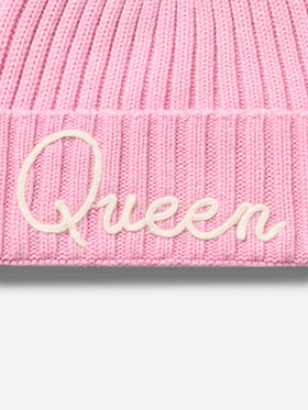 Woman pink ribbed hat Wengen with Queen embroidery - MC2 Saint Barth