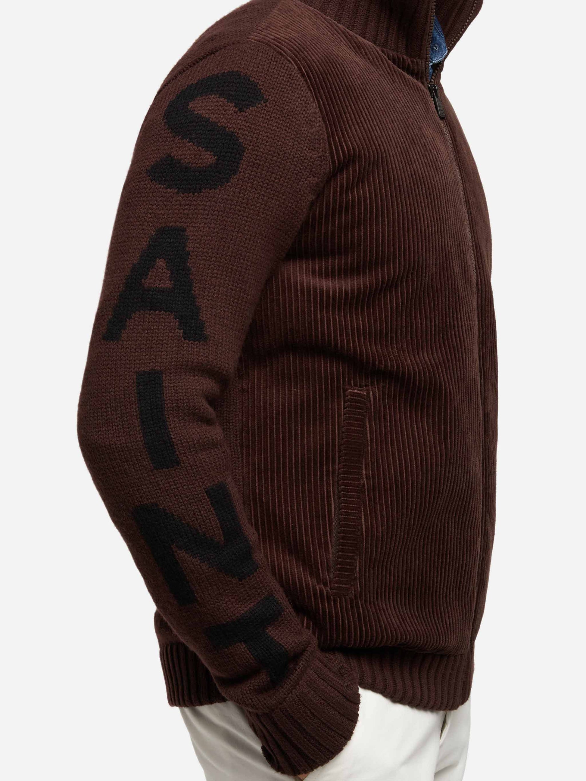 Brown padded jacket Whistler with knitted sleeves - MC2 Saint Barth