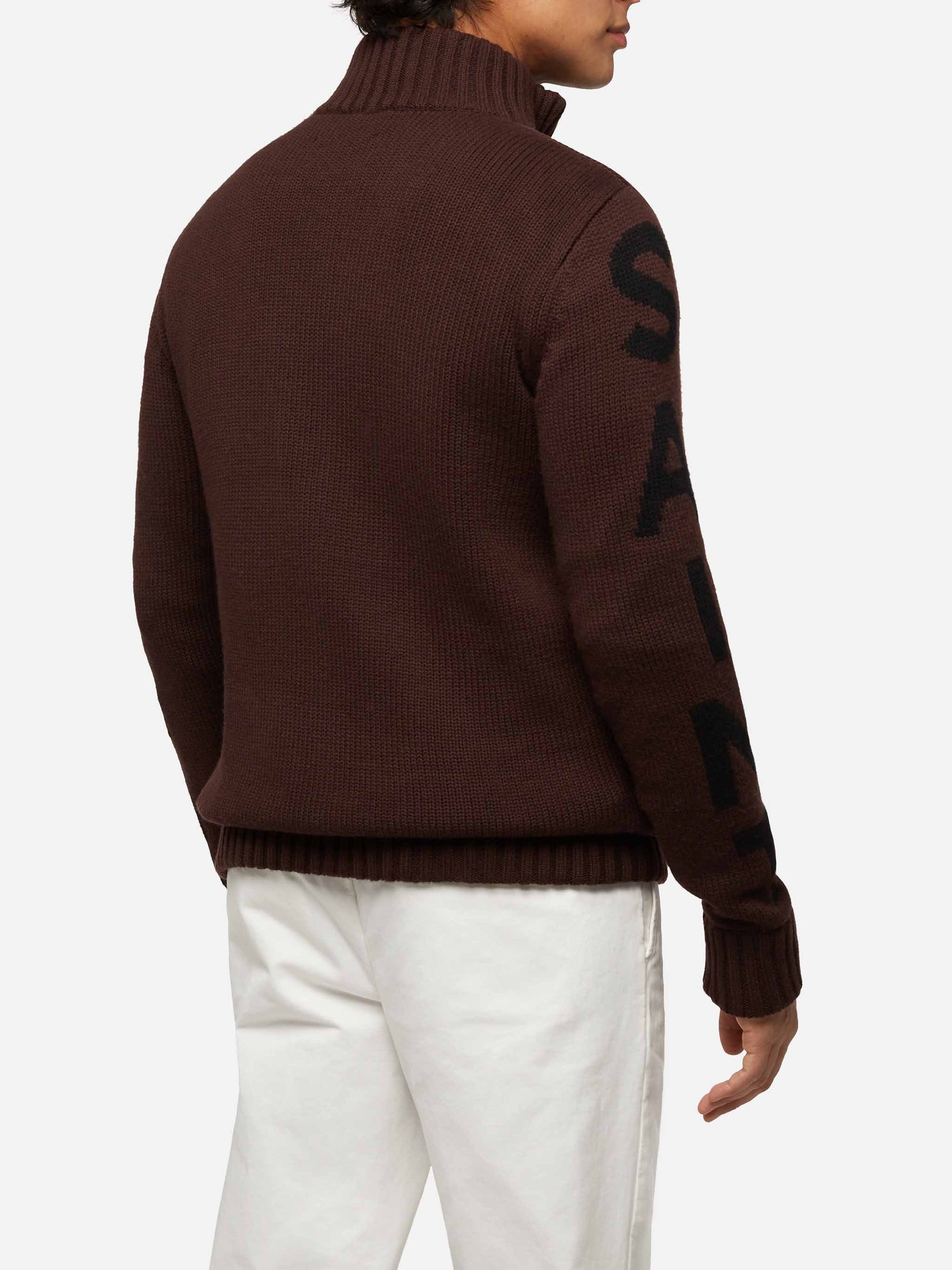 Brown padded jacket Whistler with knitted sleeves - MC2 Saint Barth