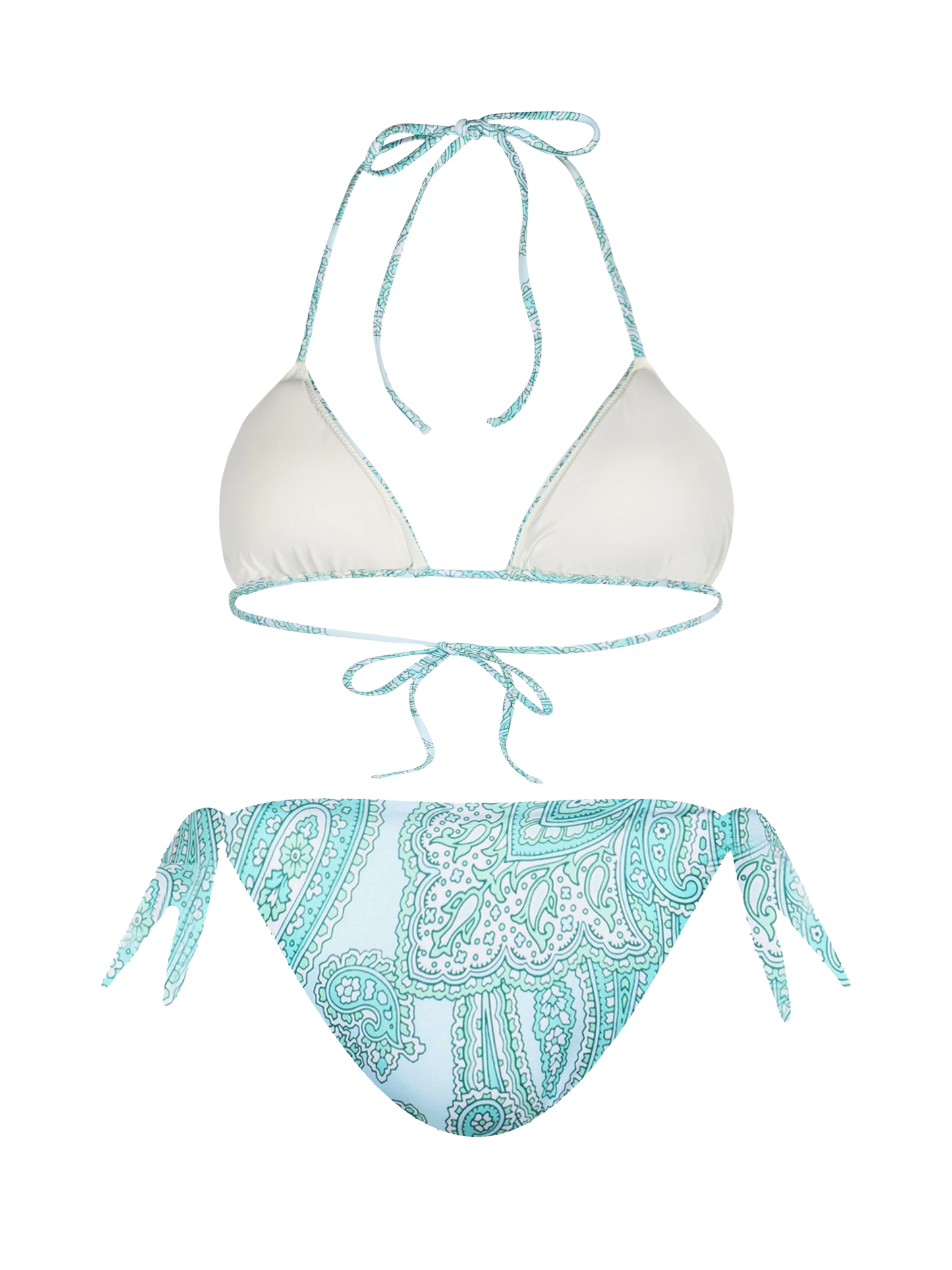 Woman water green paisley triangle bikini Leah Yali - MC2 Saint Barth