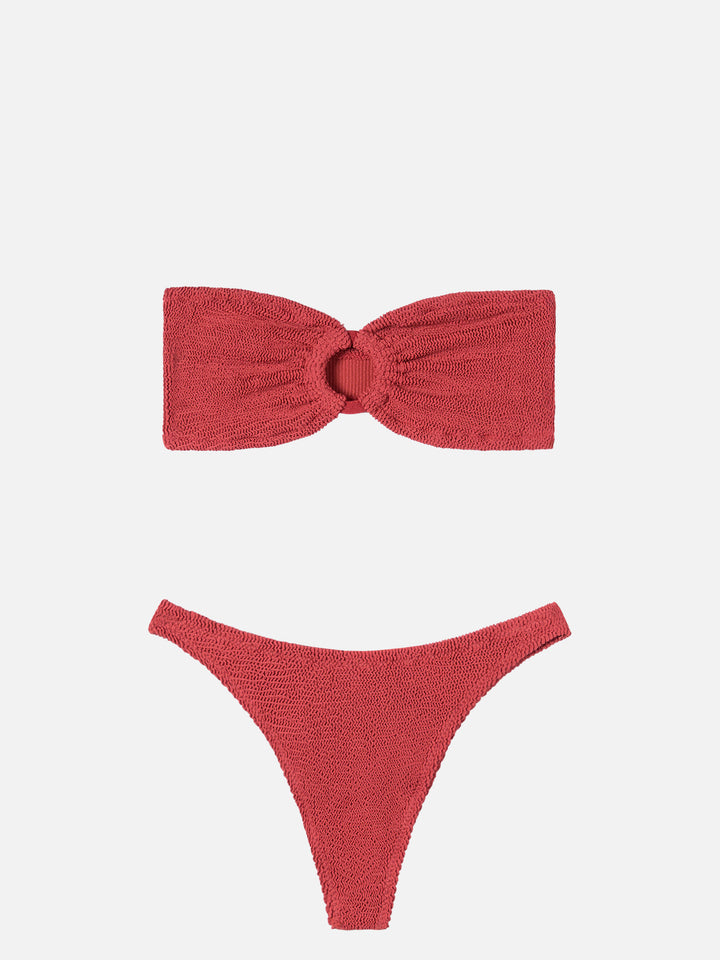 Bandeau bikini Yulia Naomi in brick red crinkle