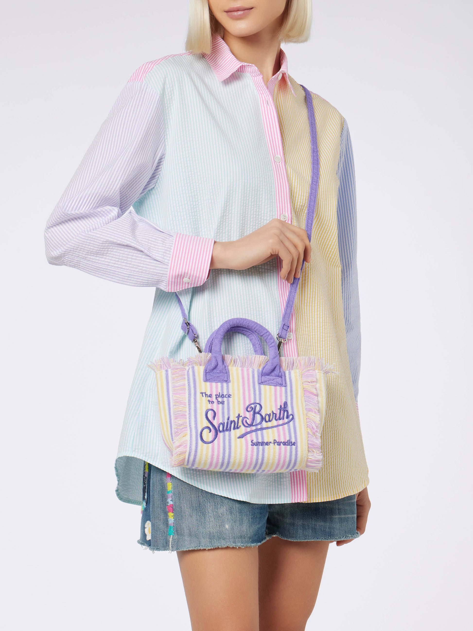 Striped terry embossed Mini Vanity bag - MC2 Saint Barth