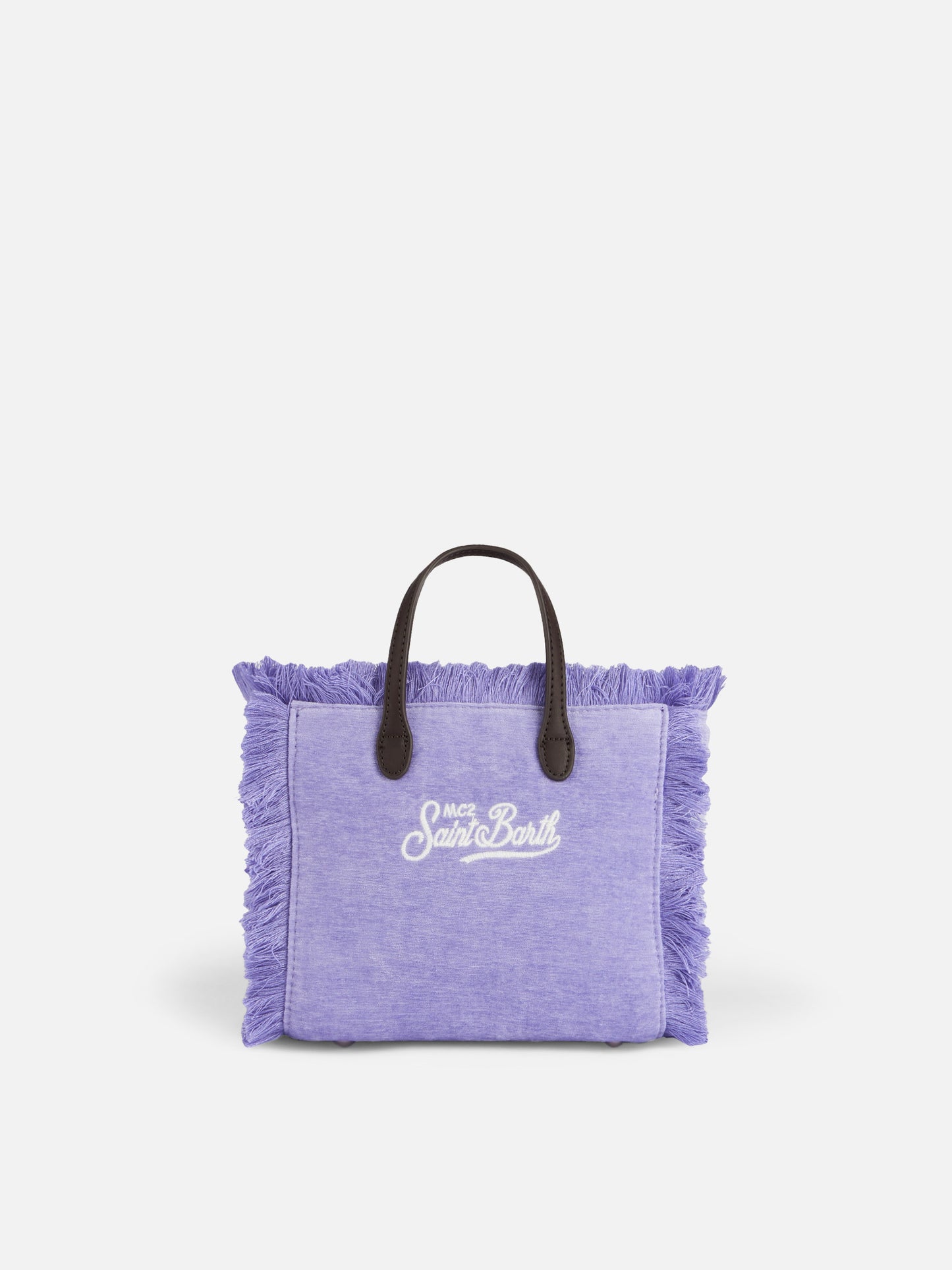 Borsa Mini Vanity con frange in velluto lilla
