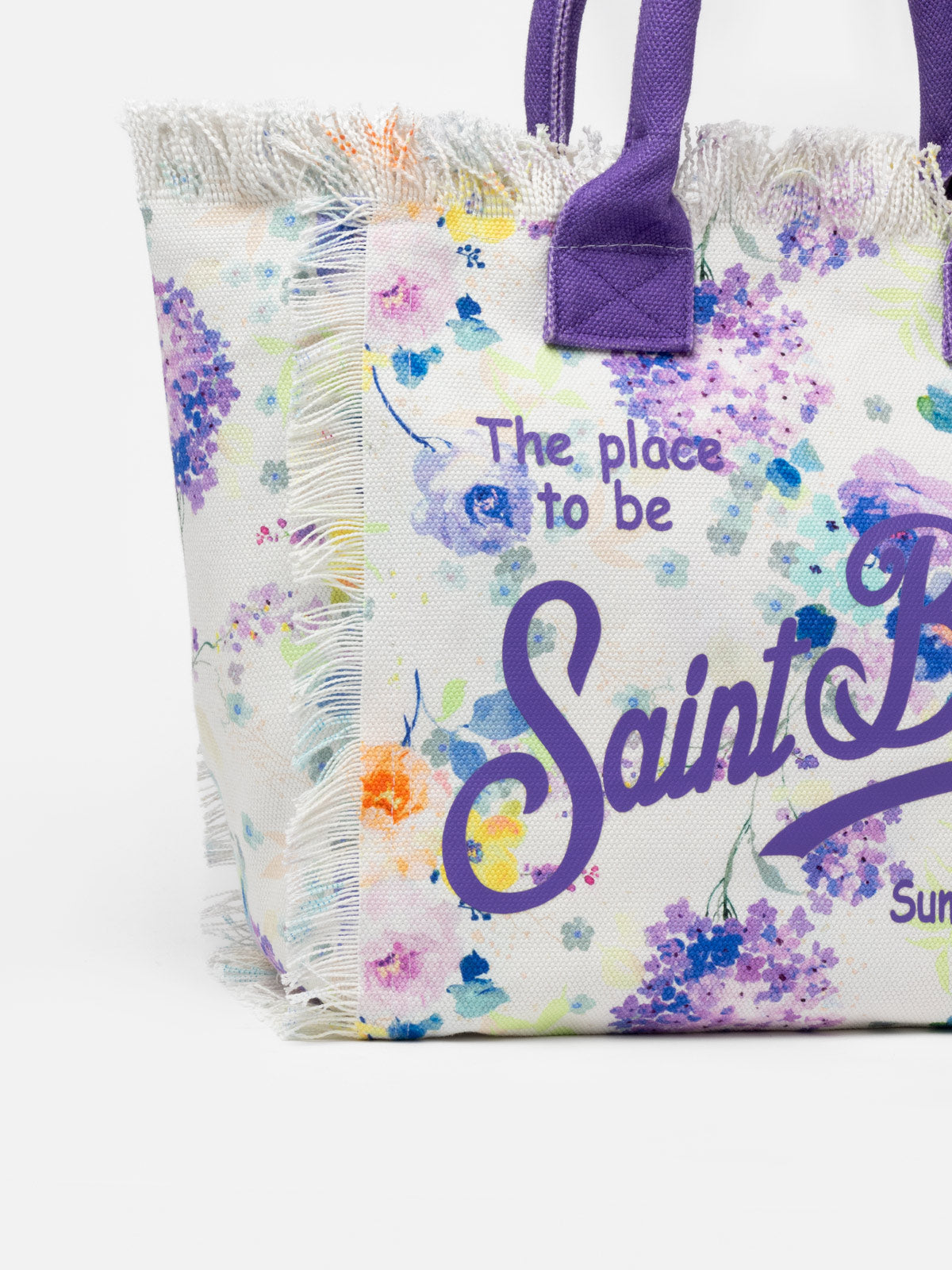 Water color flower cotton canvas Vanity tote bag