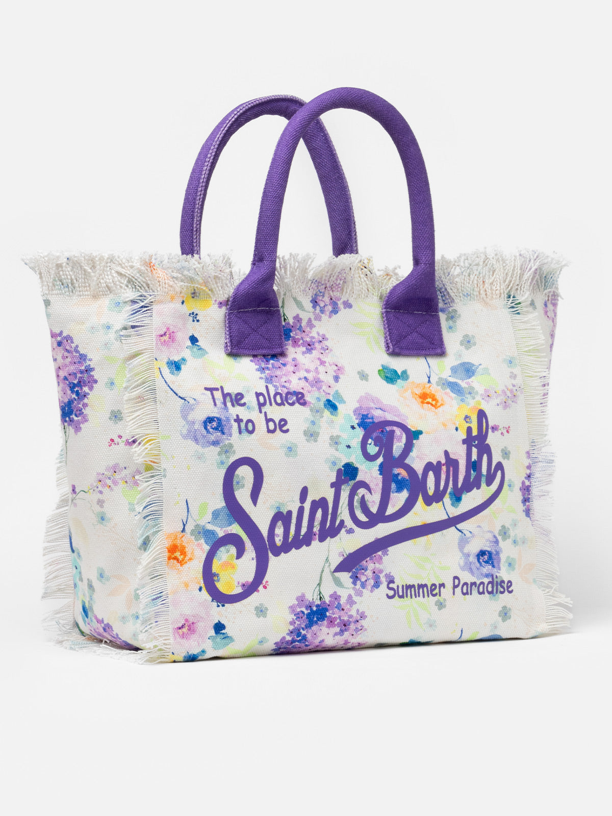 Water color flower cotton canvas Vanity tote bag