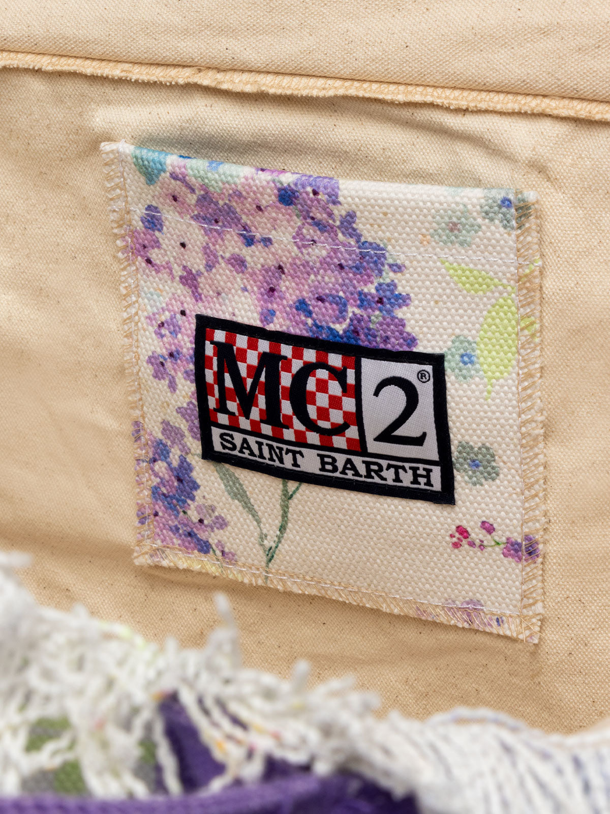 Water color flower cotton canvas Vanity tote bag