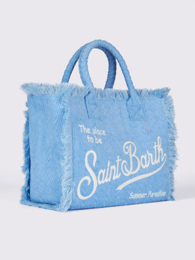 Light blue terry embossed Vanity Sponge tote bag - MC2 Saint Barth