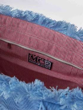 Light blue terry embossed Vanity Sponge tote bag - MC2 Saint Barth