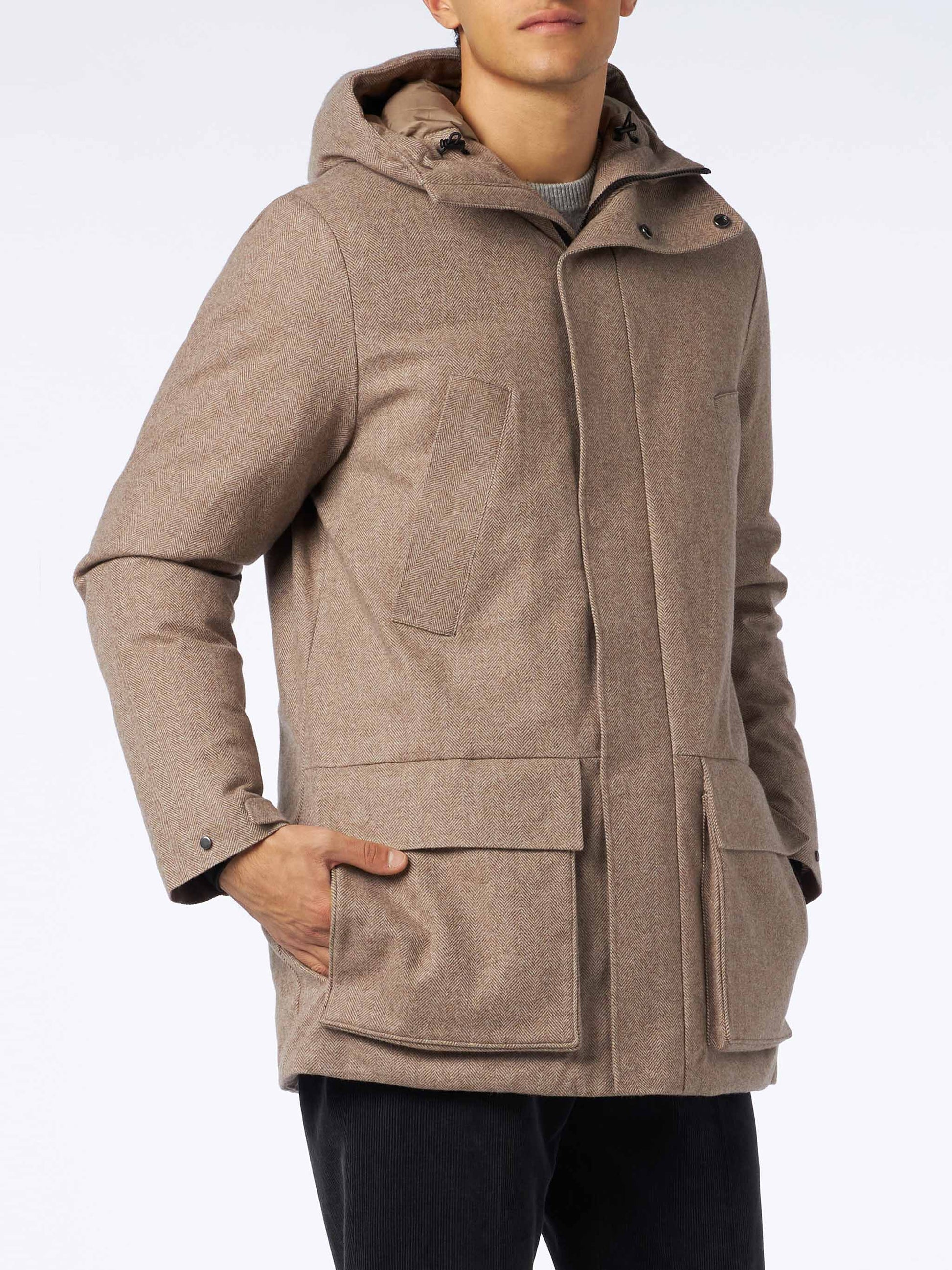 Man hooded parka Voyager with herringbone print - MC2 Saint Barth