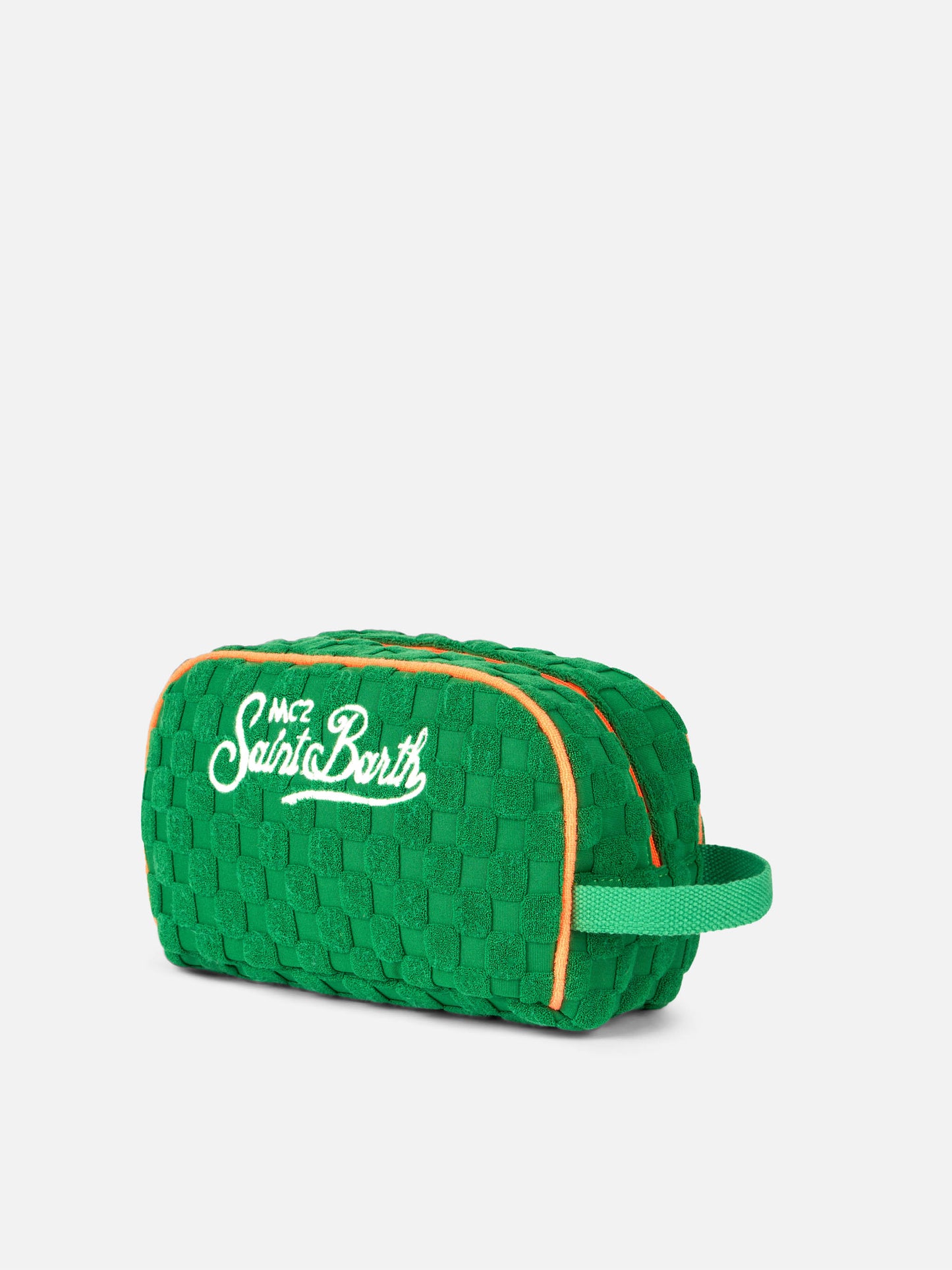 Green terry embossed beauty case