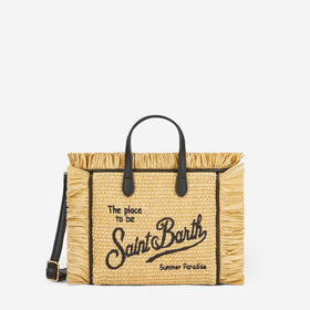 Mini-Vanity-Strohtasche mit Stickerei