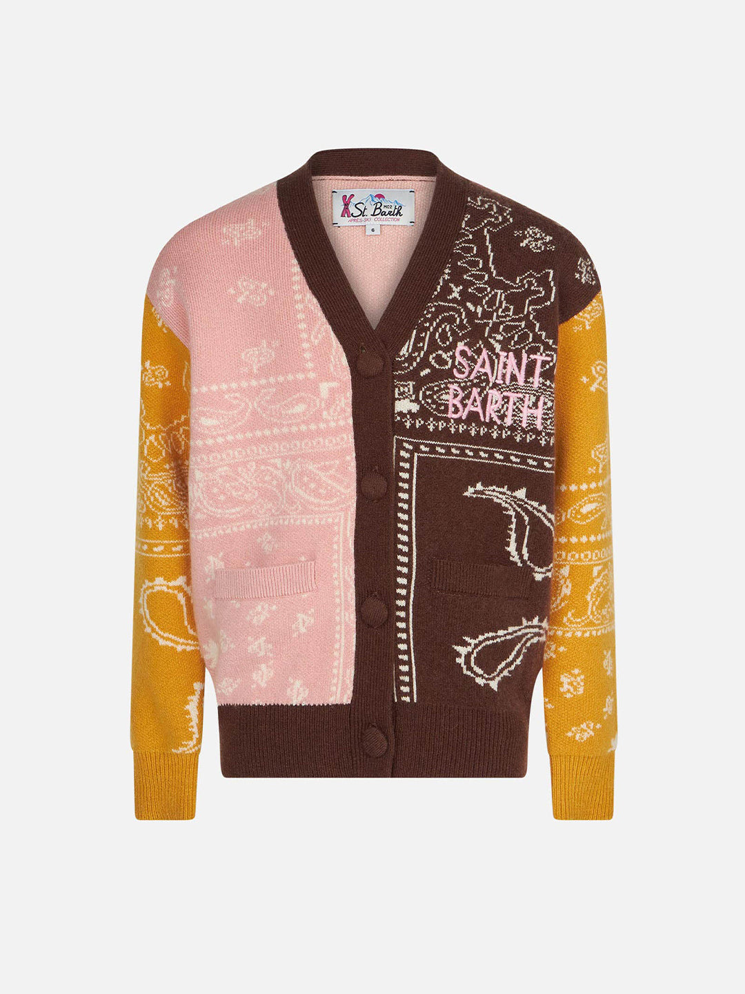 Girl long cardigan with bandanna print - MC2 Saint Barth