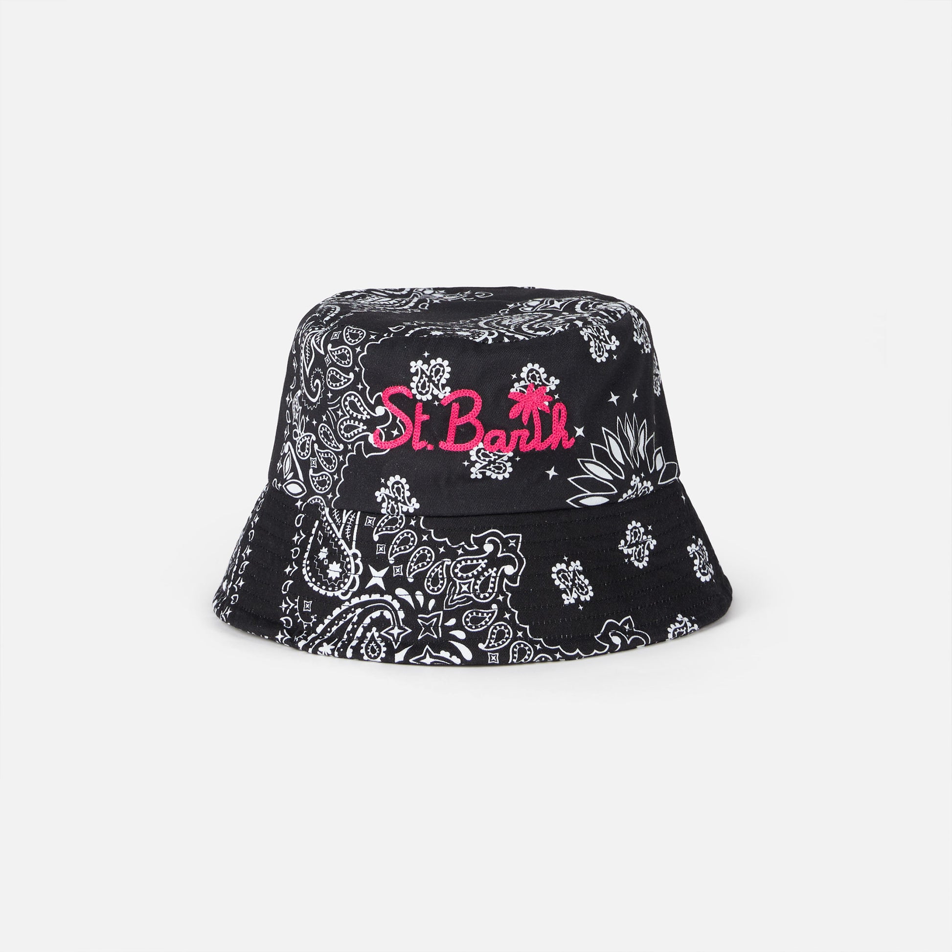 Cotton bucket hat with front embroidery and bandanna pattern - MC2 Saint Barth