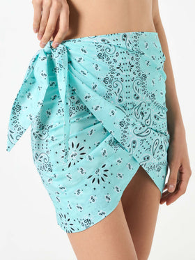 Woman cotton mini skirt pareo Angie with bandanna print - MC2 Saint Barth
