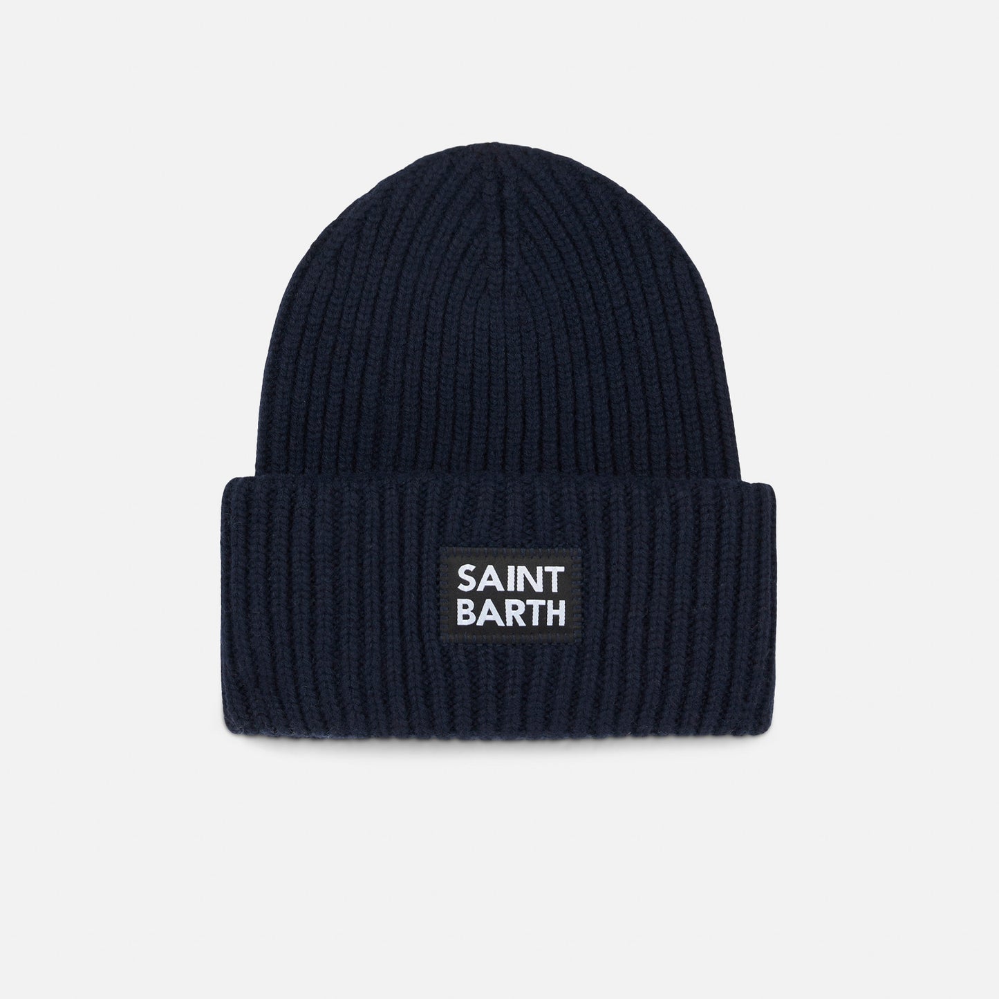 Boy blue ribbed beanie with Saint Barth label - MC2 Saint Barth