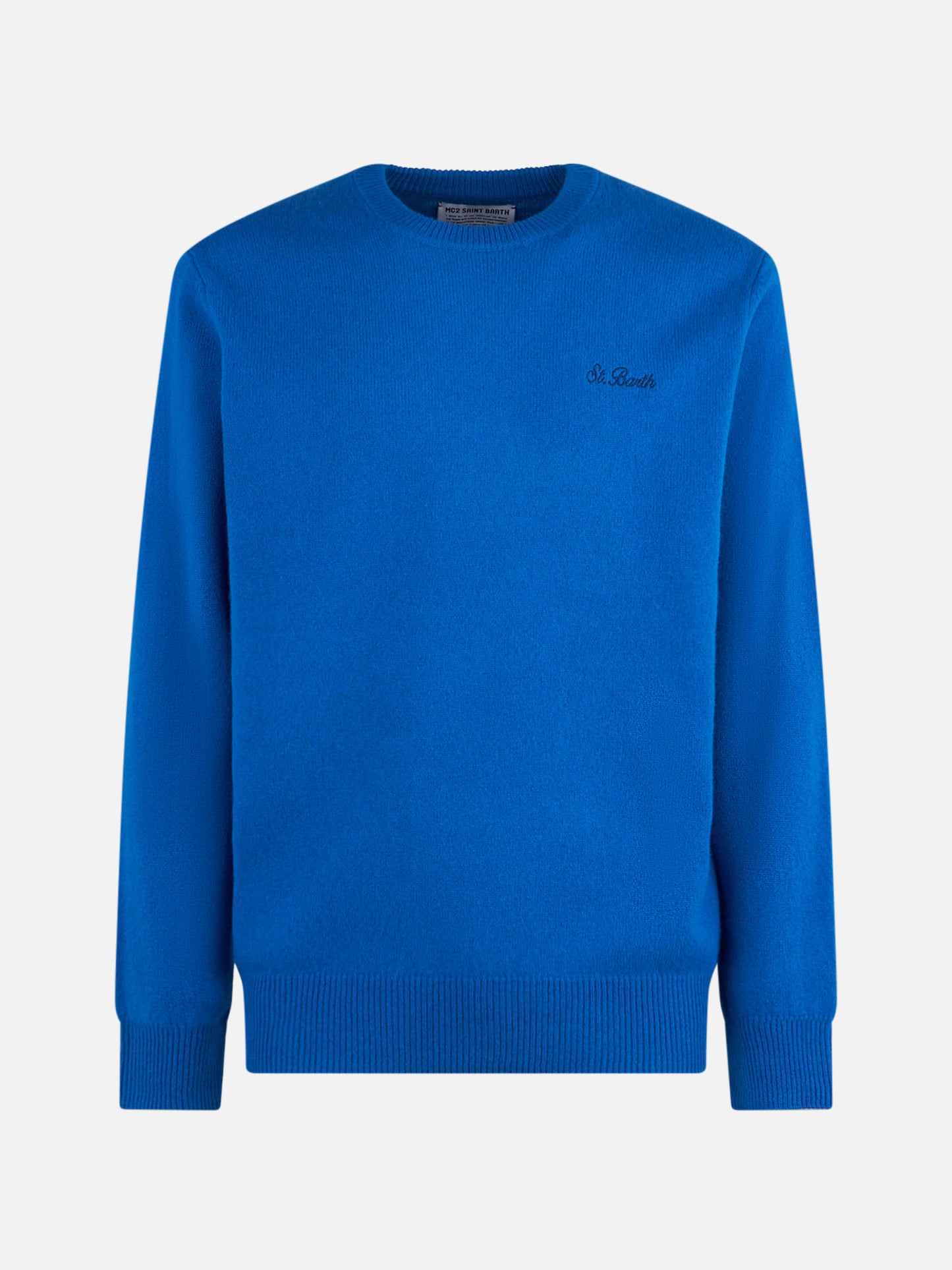 Man crewneck bluette sweater with St. Barth embroidery - MC2 Saint Barth