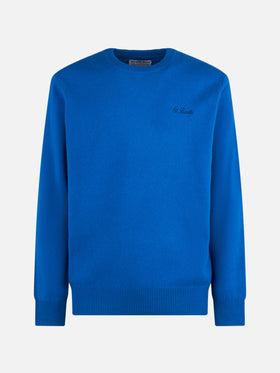 Man crewneck bluette sweater with St. Barth embroidery - MC2 Saint Barth