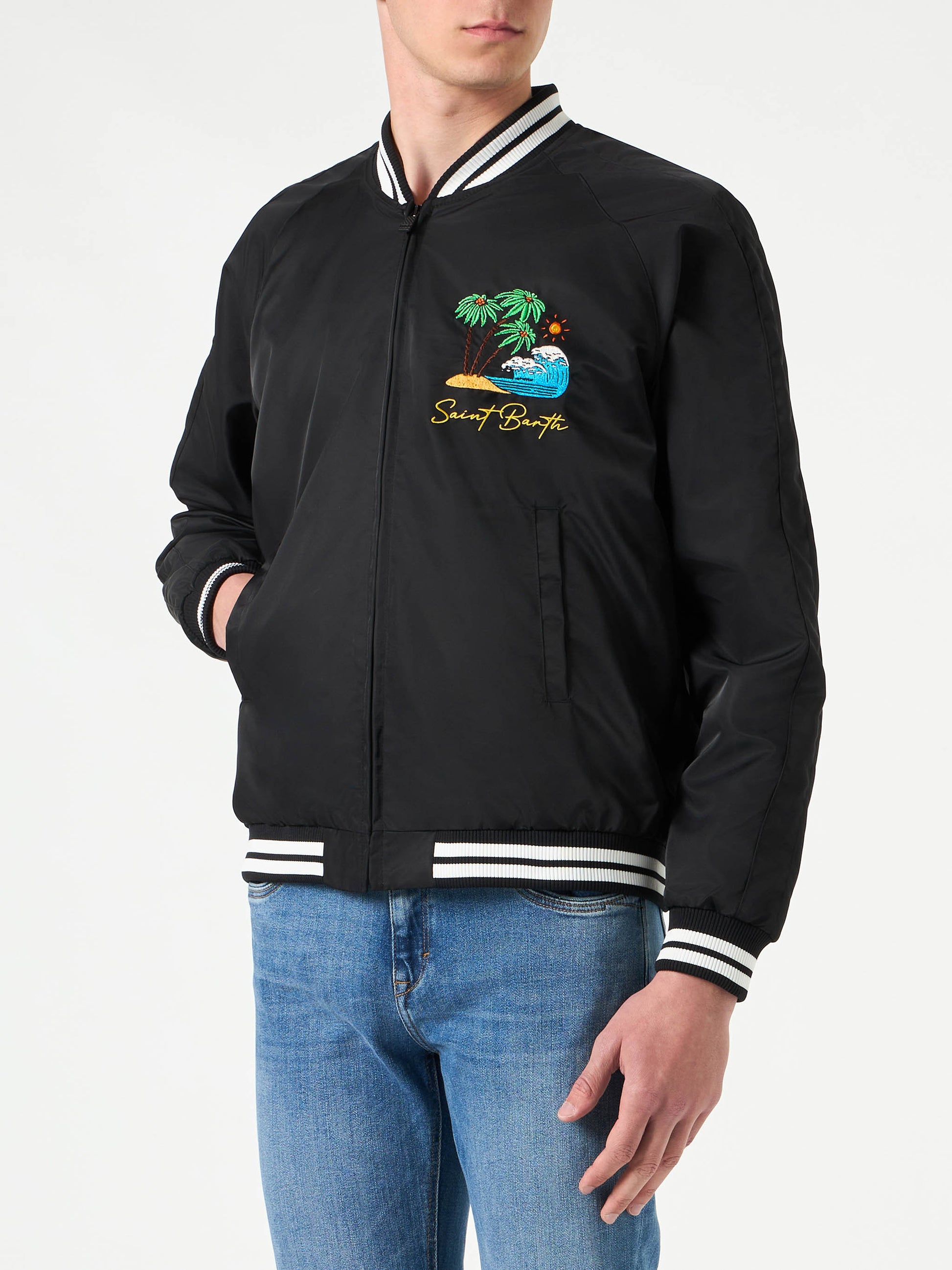 Man black jacket with Saint Barth island embroidery - MC2 Saint Barth