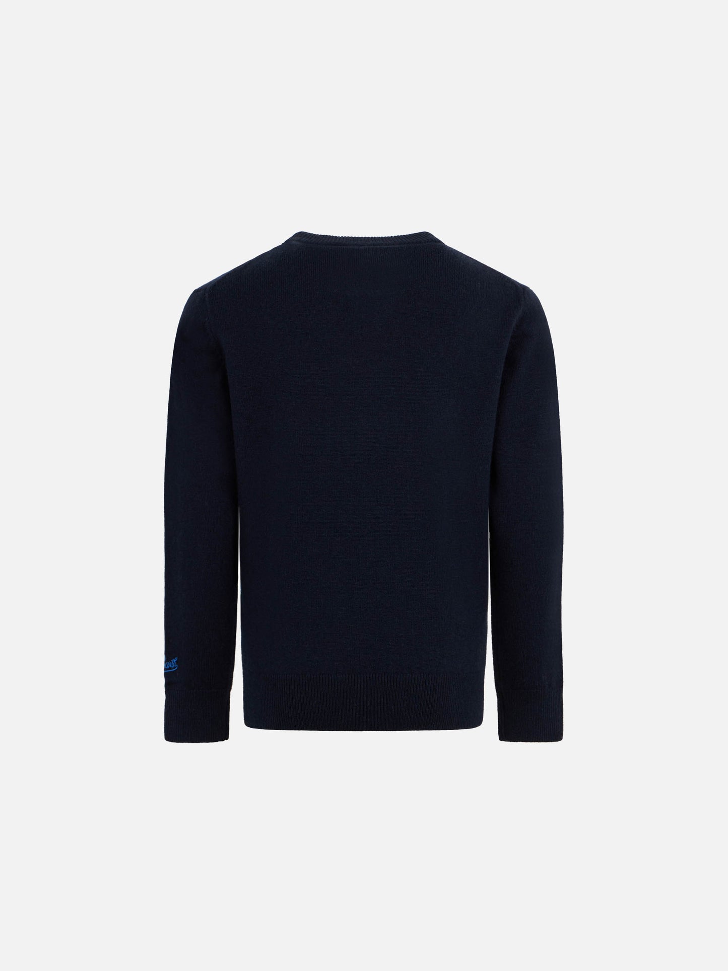 Boy crewneck sweater with car jacquard