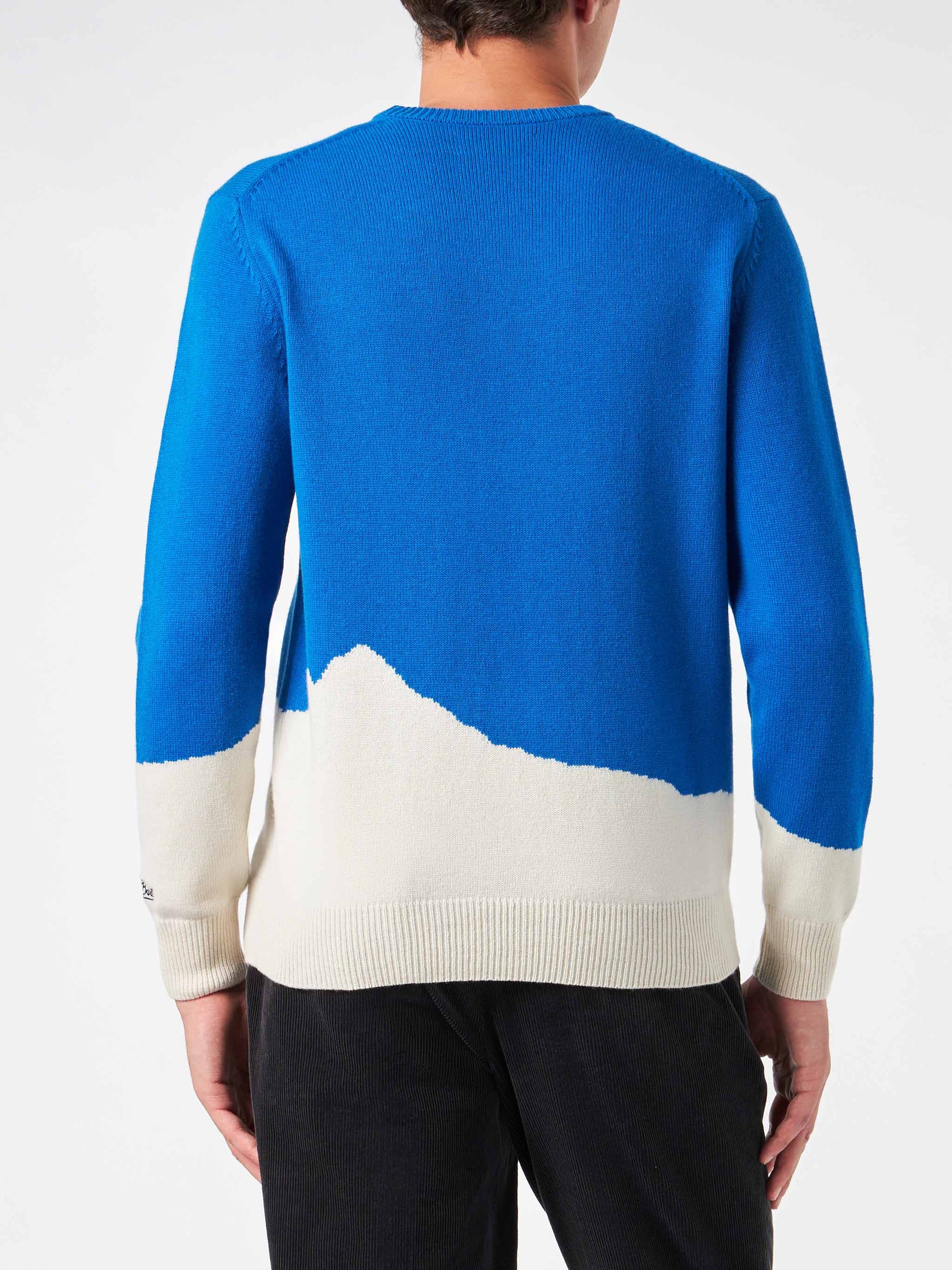 Man crewneck sweater with Courma cable postacard jacquard - MC2 Saint Barth