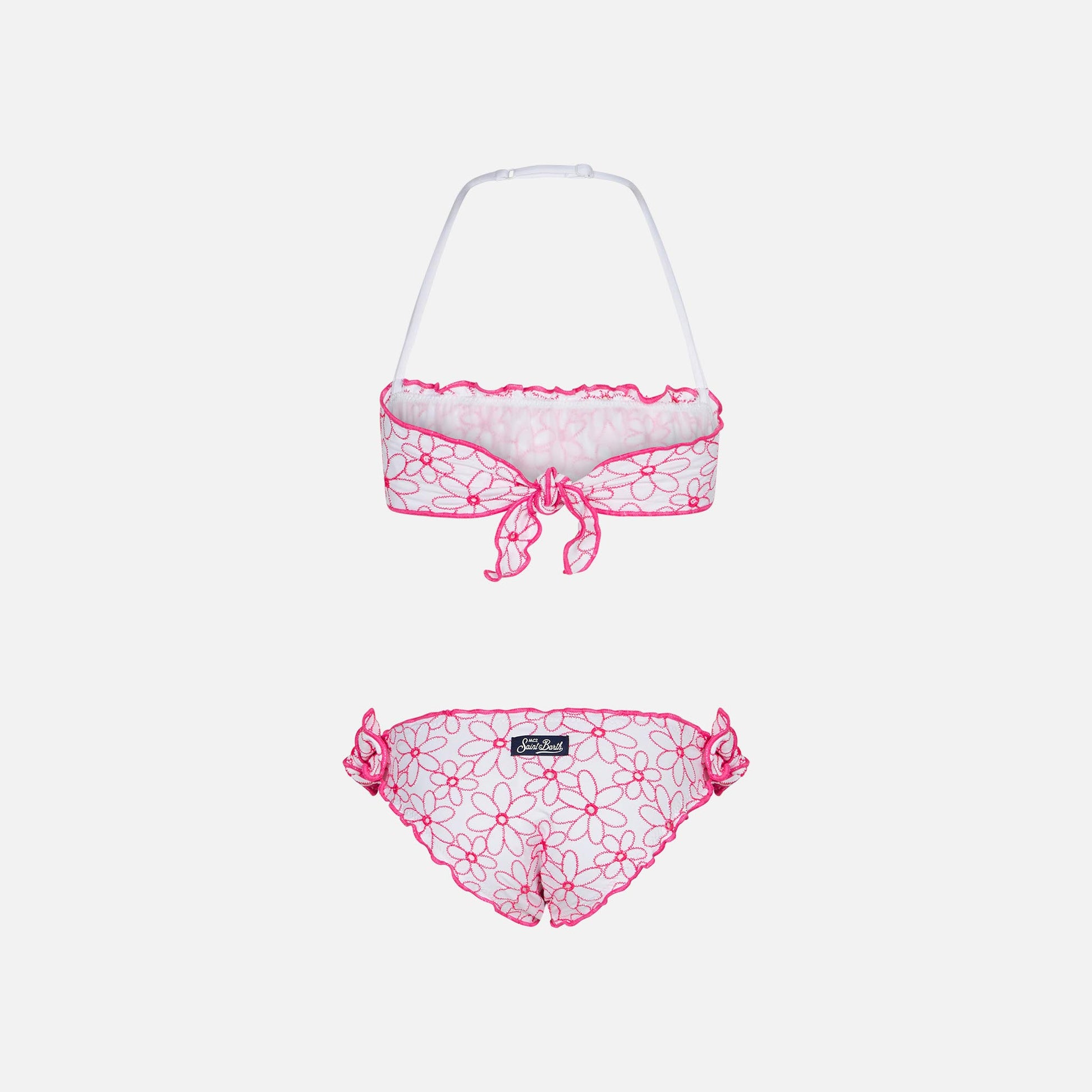 Girl bandeau bikini with daisy embroidery - MC2 Saint Barth