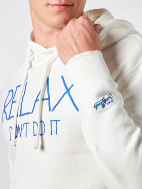 Man white hoodie with Relax Don't do it embroidery - MC2 Saint Barth