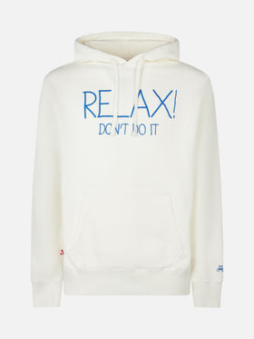 Man white hoodie with Relax Don't do it embroidery - MC2 Saint Barth