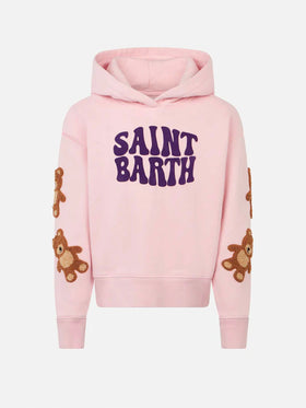 Girl fleece hooded sweatshirt with teddy bears embroidery - MC2 Saint Barth