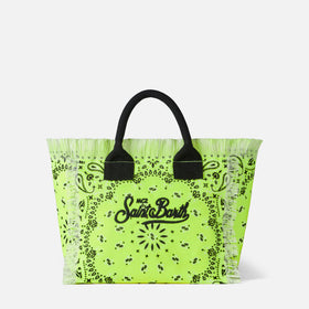 Colette fluo yellow handbag with bandanna print - MC2 Saint Barth