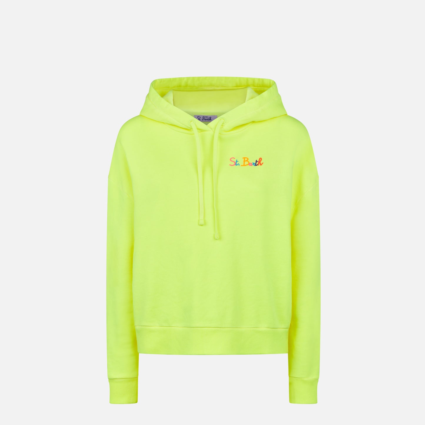 Fluo yellow hoodie with St. Barth embroidery - MC2 Saint Barth