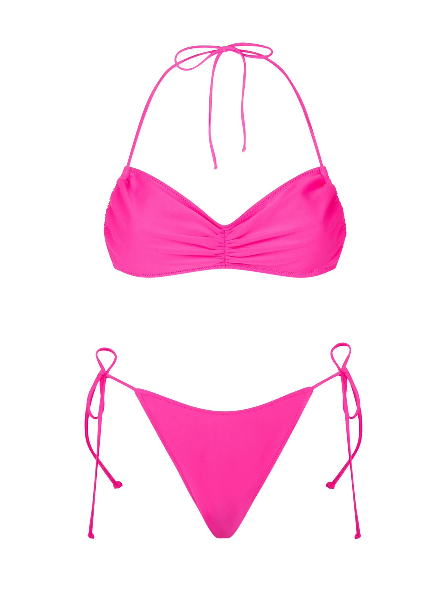 Woman fuchsia bandeau bikini
