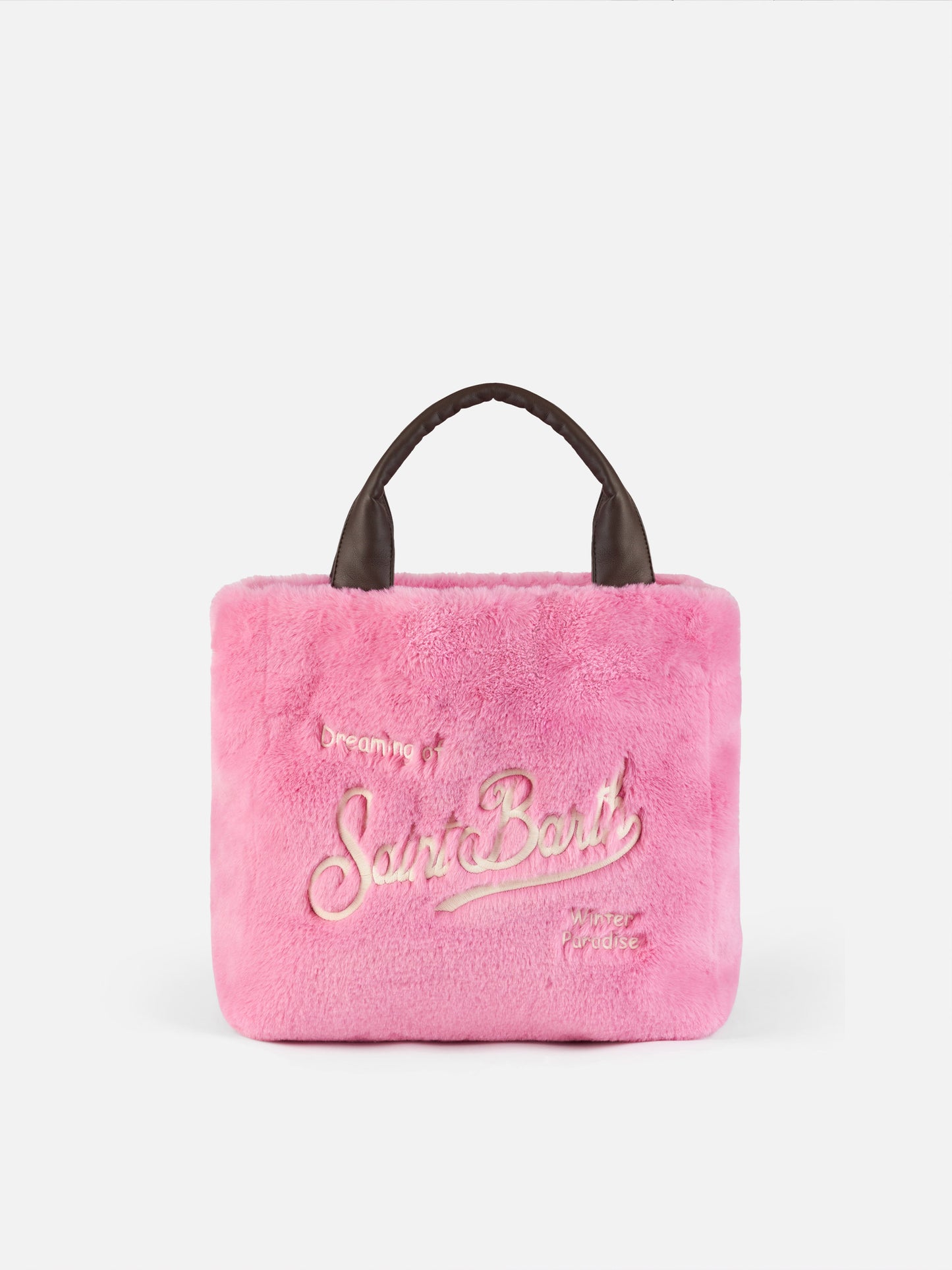 Furry soft Colette fuchsia handbag with shoulder strap