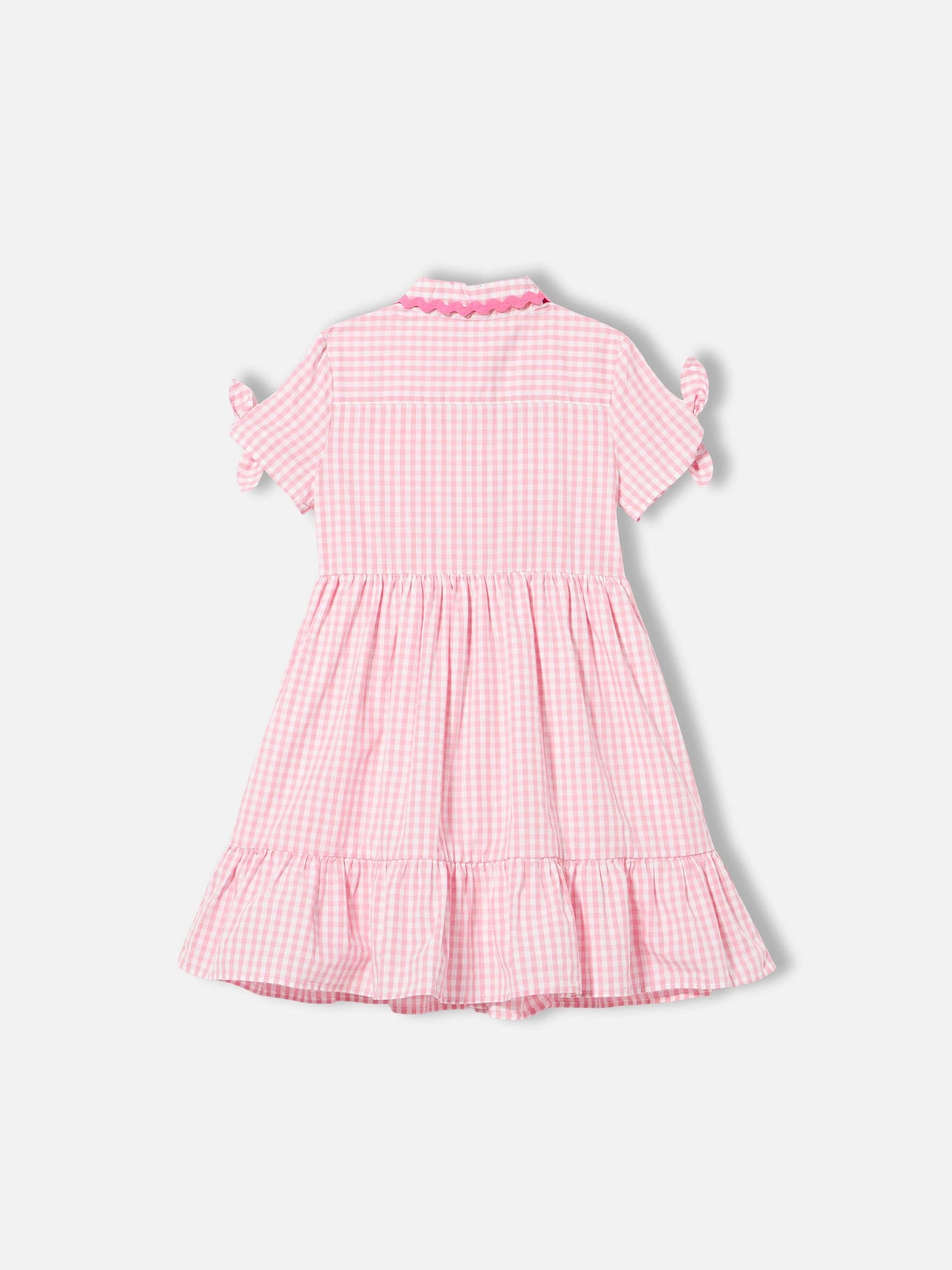 Girl dress with white and pink gingham print - MC2 Saint Barth