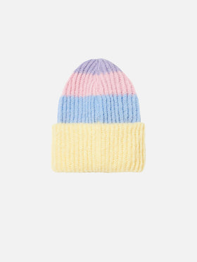 Girl brushed and ultra soft beanie with pastel shades - MC2 Saint Barth