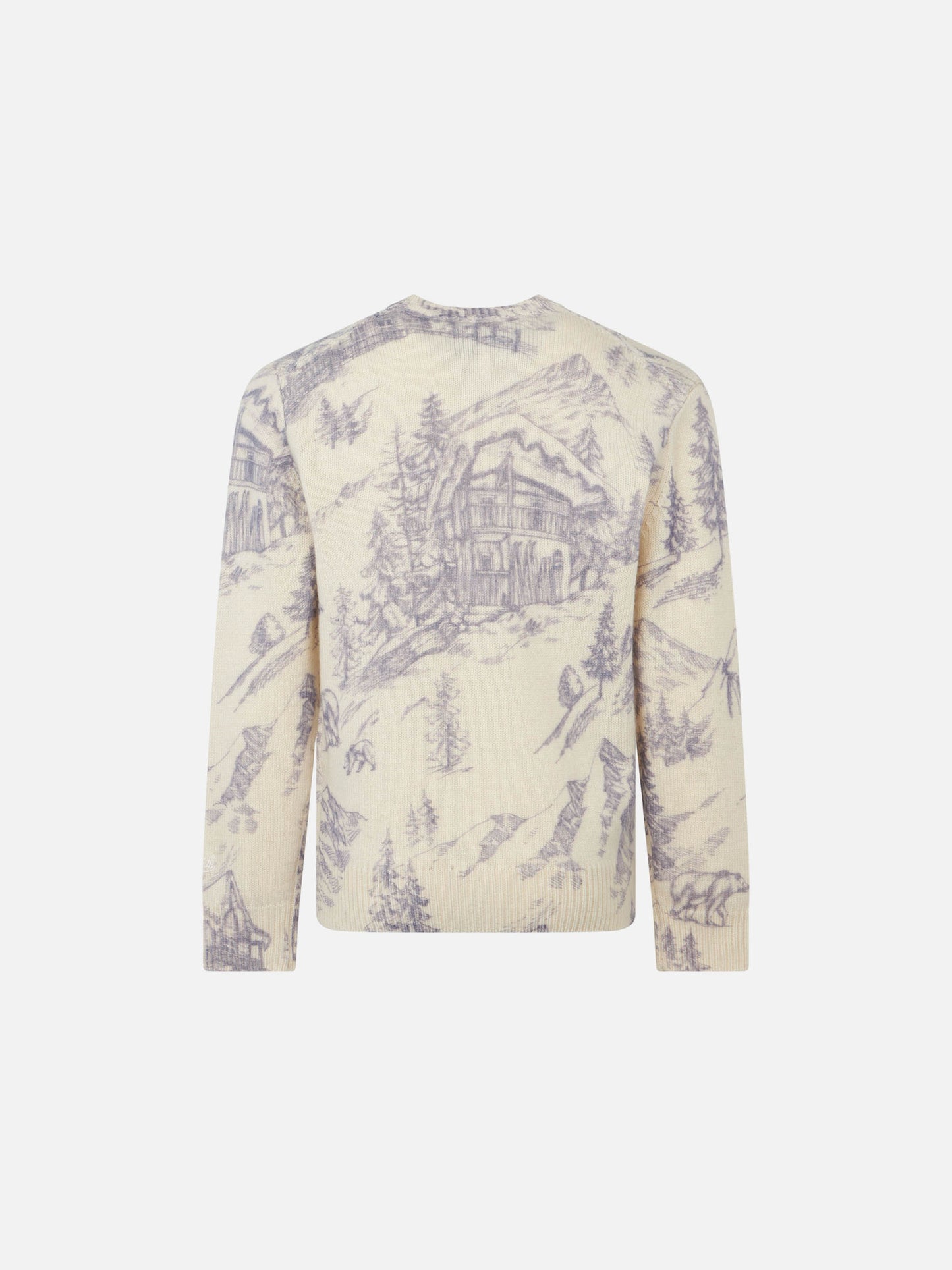Maglione da bambina toile de jouy a girocollo con ricamo La Montagne