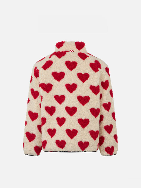 Girl sherpa jacket with hearts print - MC2 Saint Barth