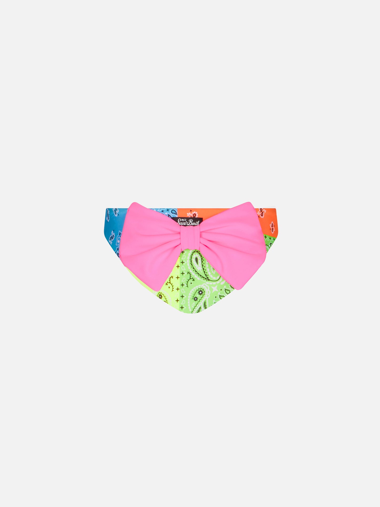 Mädchen-Badehose mit fluoreszierendem Bandana-Print