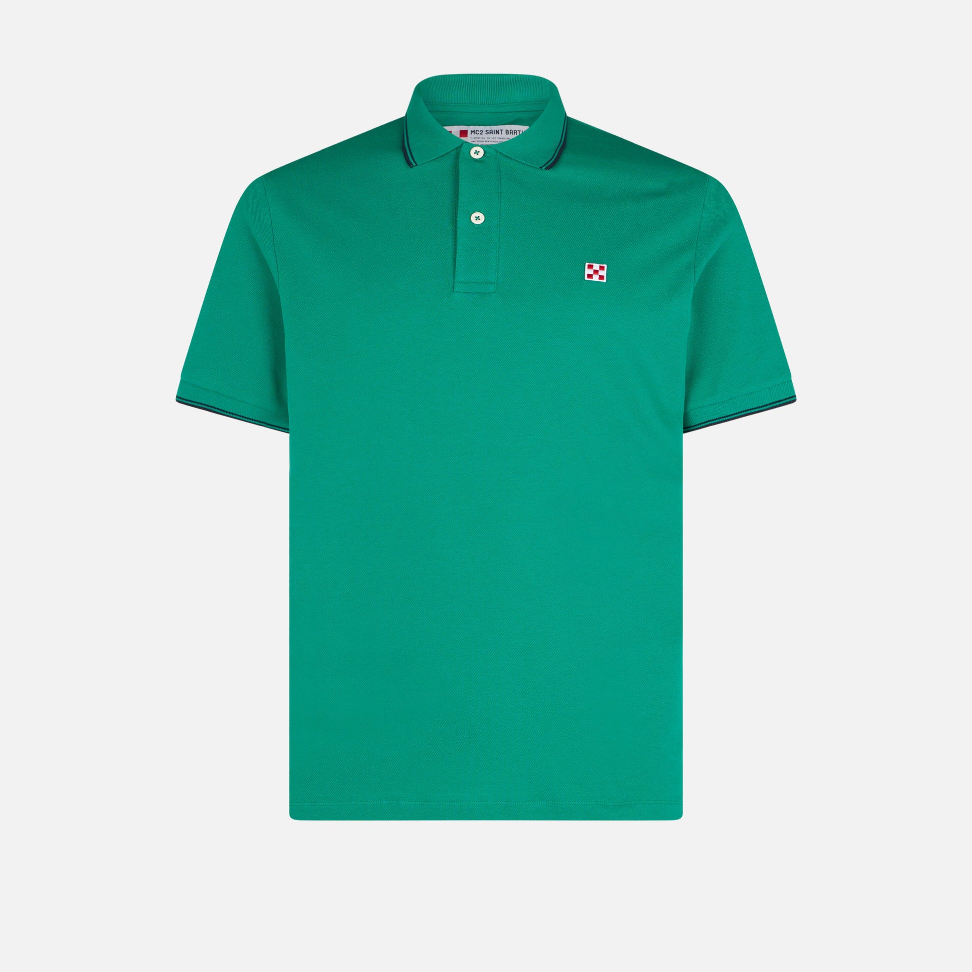 Green piquet polo with St. Barth logo - MC2 Saint Barth
