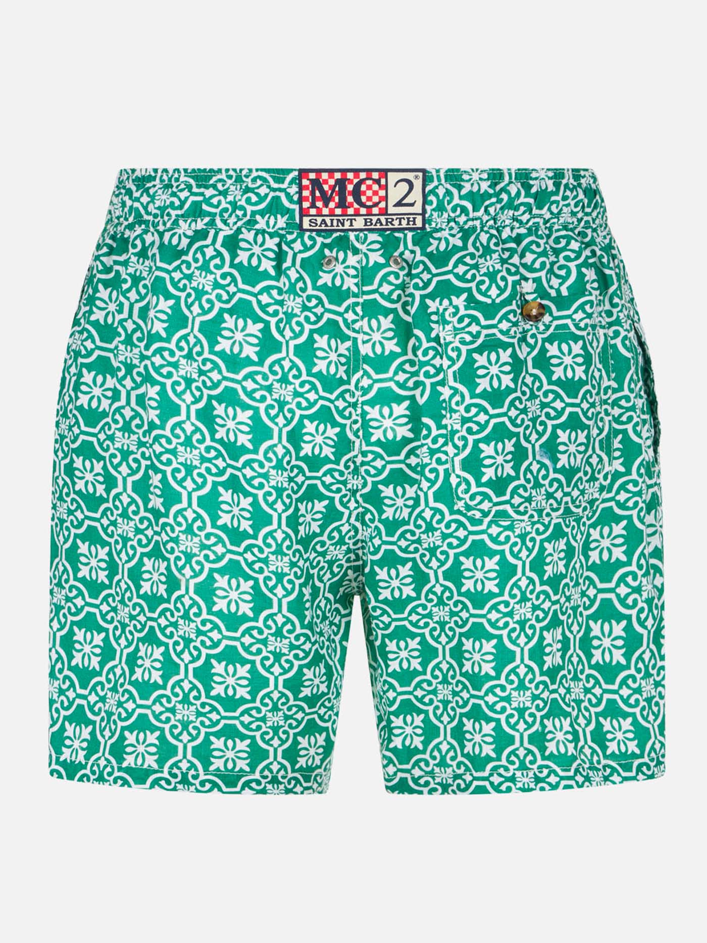 Man linen swim shorts with patterned print - MC2 Saint Barth