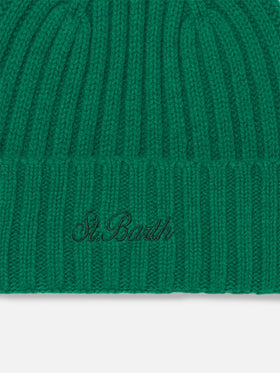 Man green cashmere blend hat Wengen with St. Barth embroidery - MC2 Saint Barth