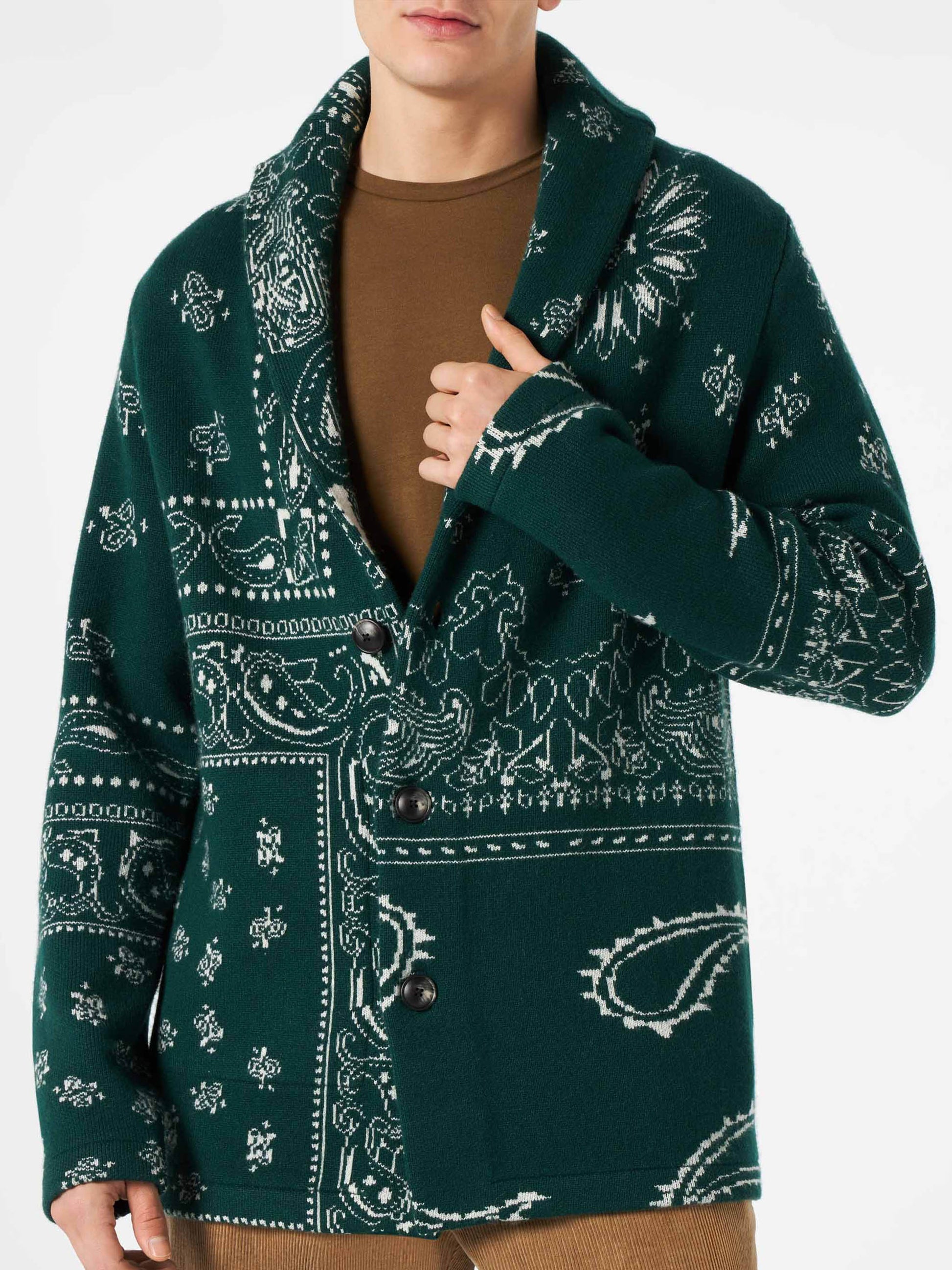 Man knit jacket with bandanna print - MC2 Saint Barth