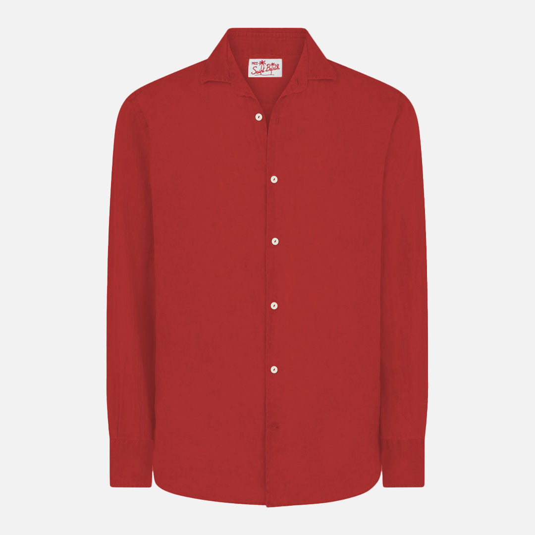 Man burgundy linen Pamplona shirt