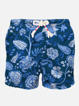 Man swim shorts with blue flower print - MC2 Saint Barth