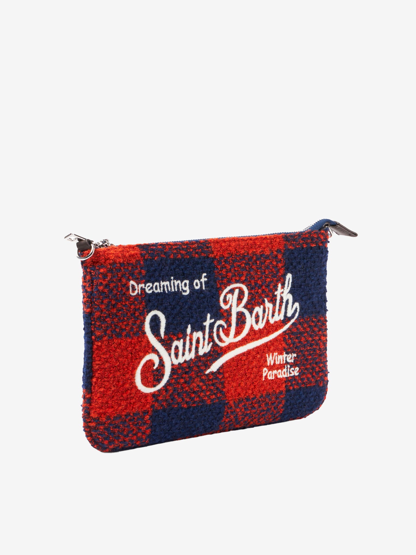 Pouch a tracolla Parisienne in lana con fantasia vichy arancio