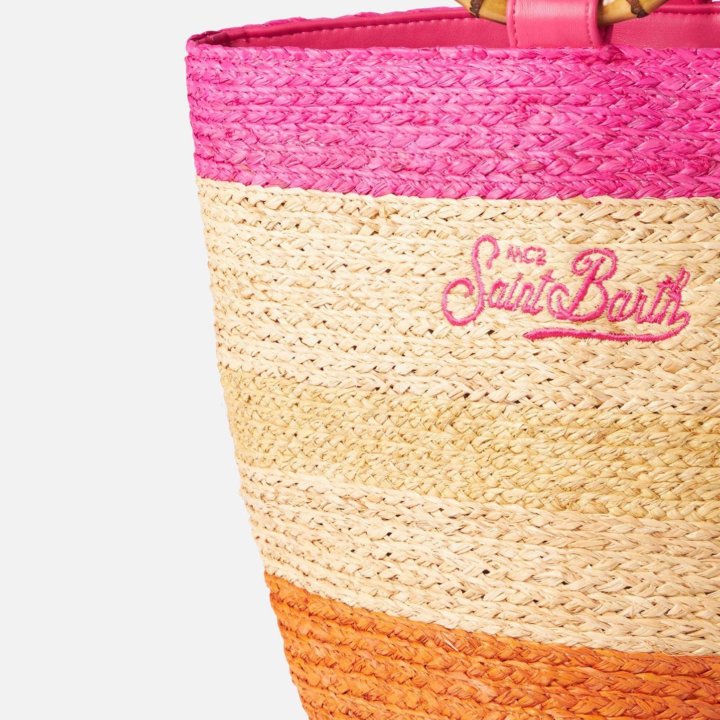 Raffia multicolor bucket bag with bamboo handles - MC2 Saint Barth