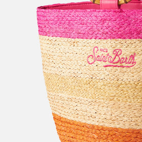 Raffia multicolor bucket bag with bamboo handles - MC2 Saint Barth