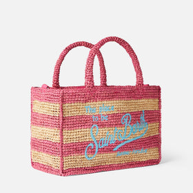 Colette raffia handbag with white and pink stripes - MC2 Saint Barth