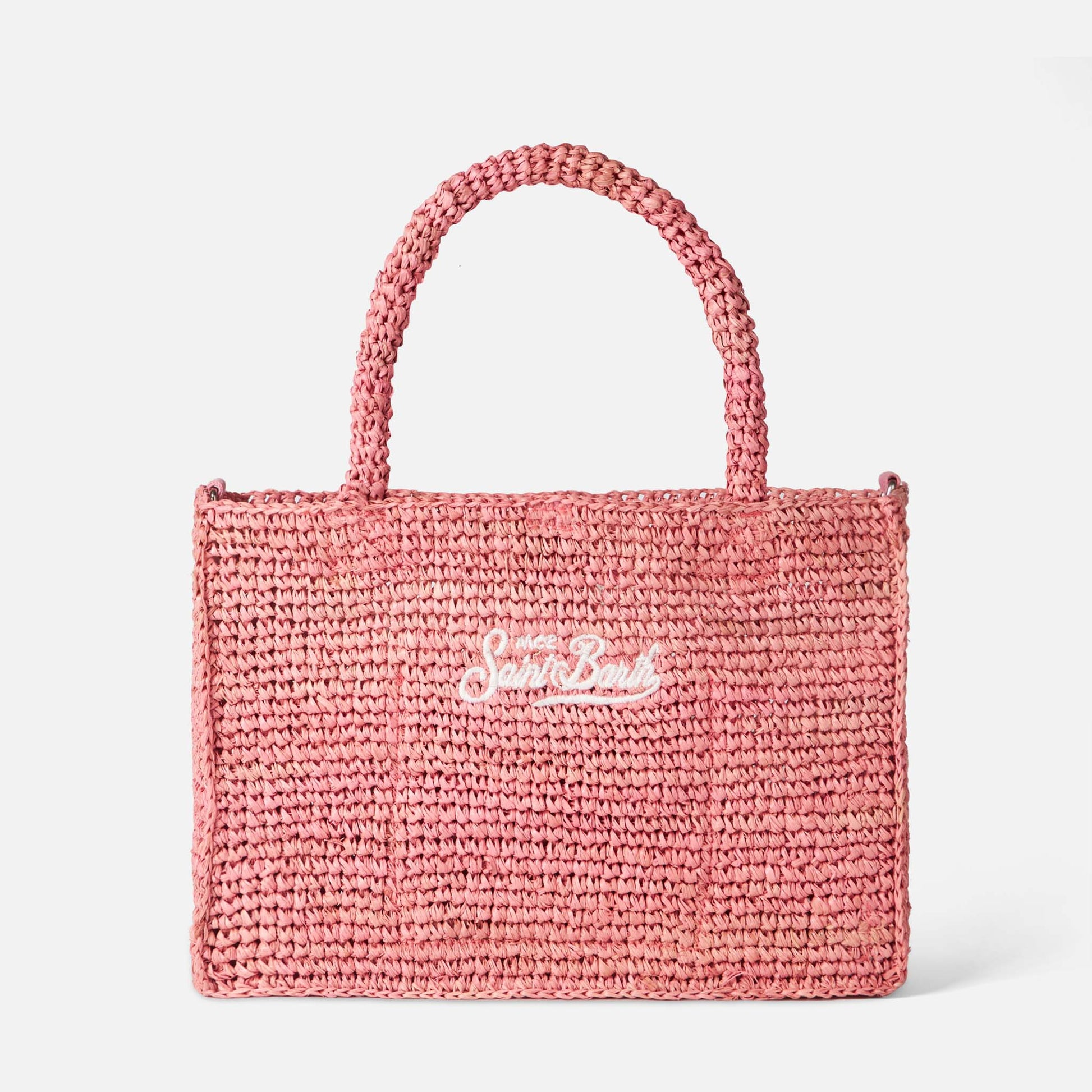 Colette pink raffia handbag with Saint Barth embroidery - MC2 Saint Barth